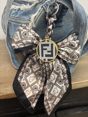 Fendi Monogram Bow Bag Charm 8.5 inches